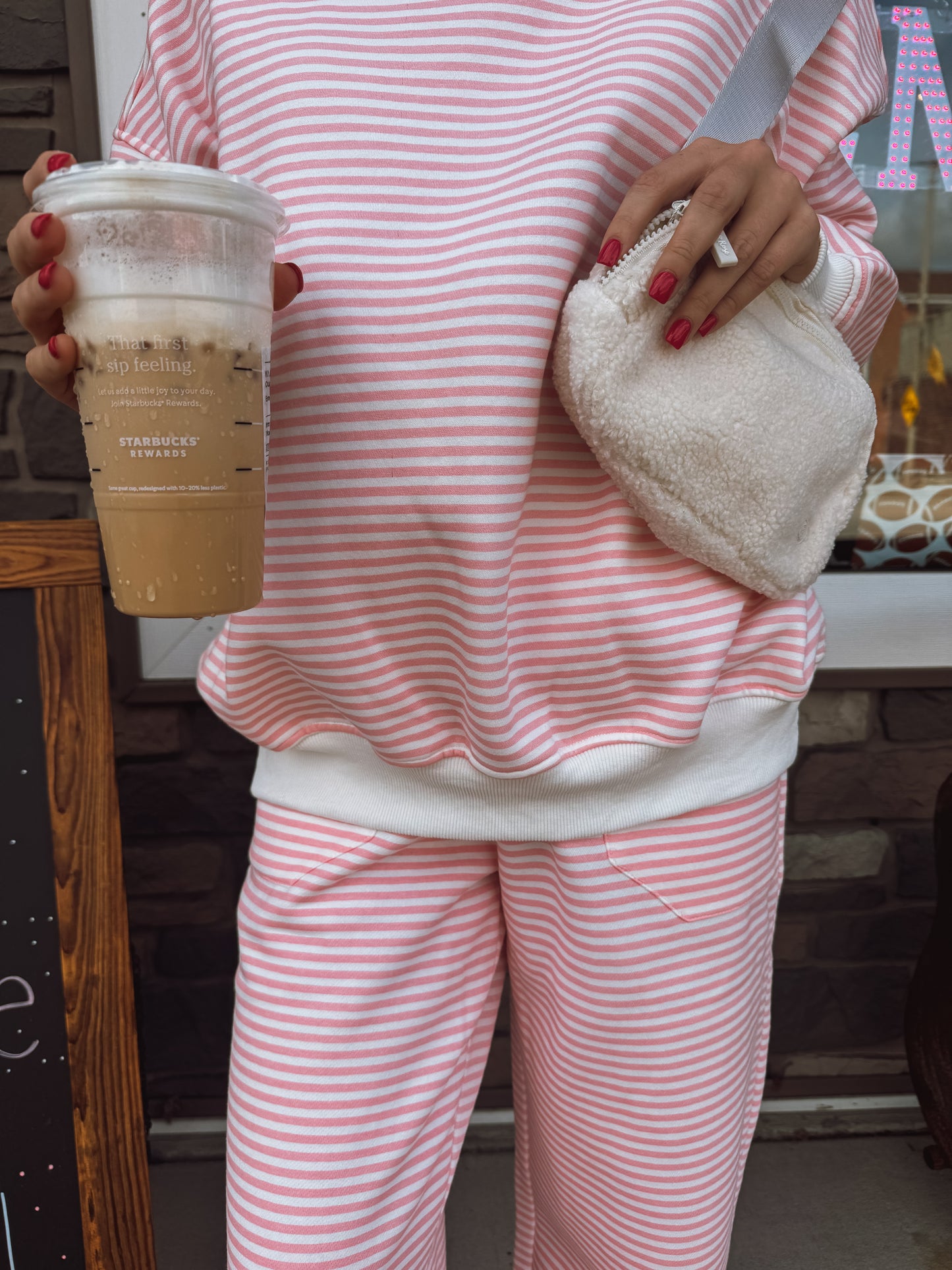 Pink & White Mock Neck