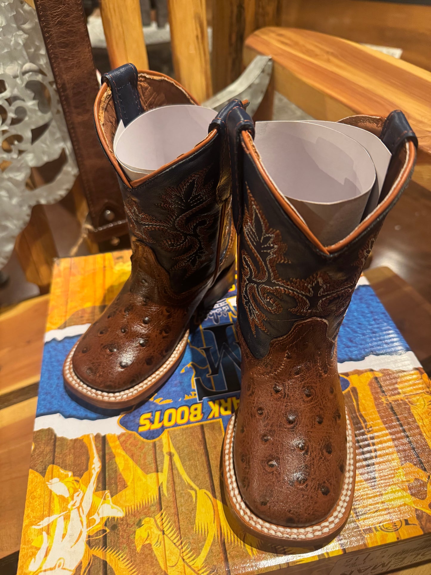 Kids Ostrich print boots