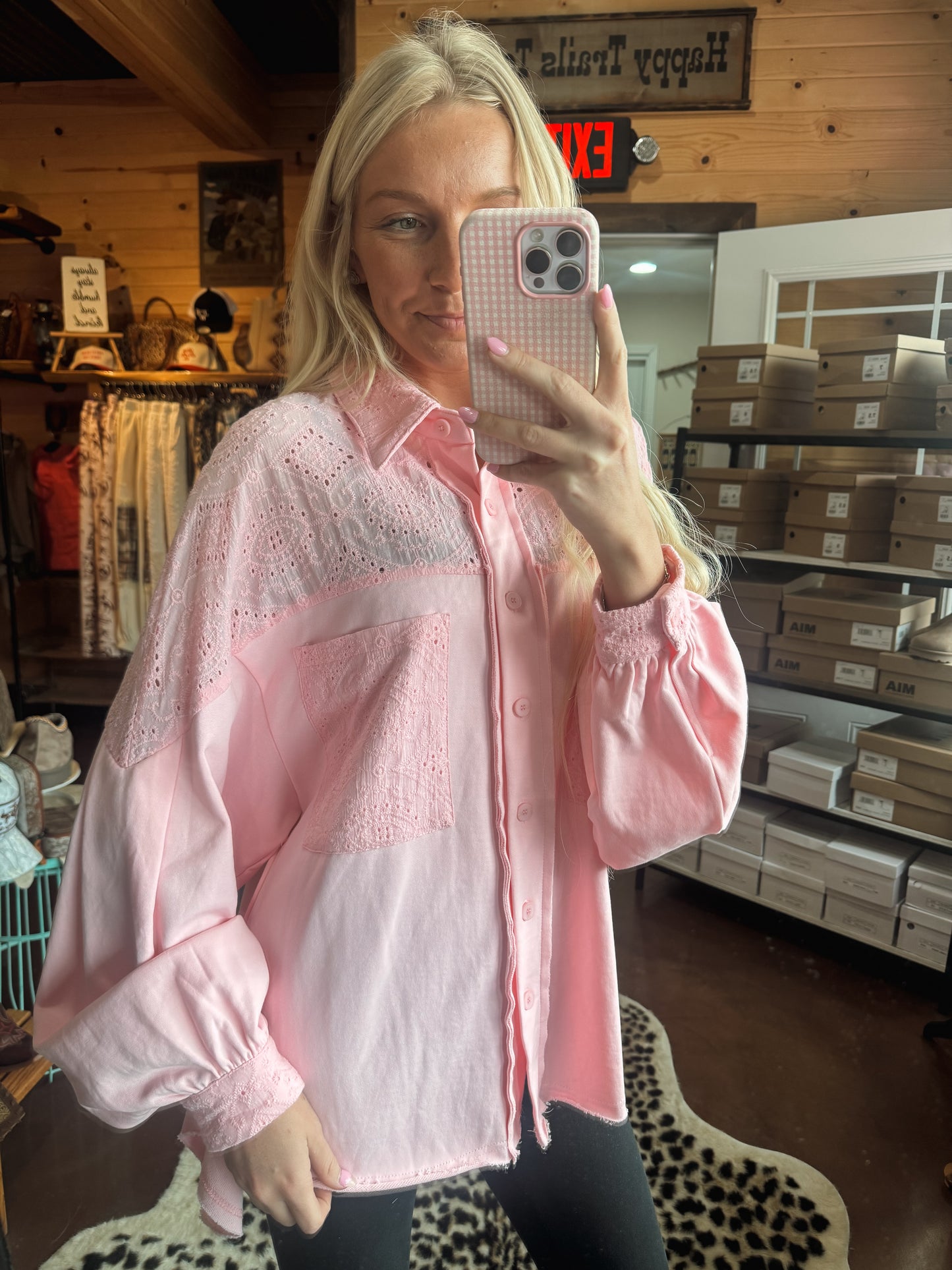 Pink babydoll button up