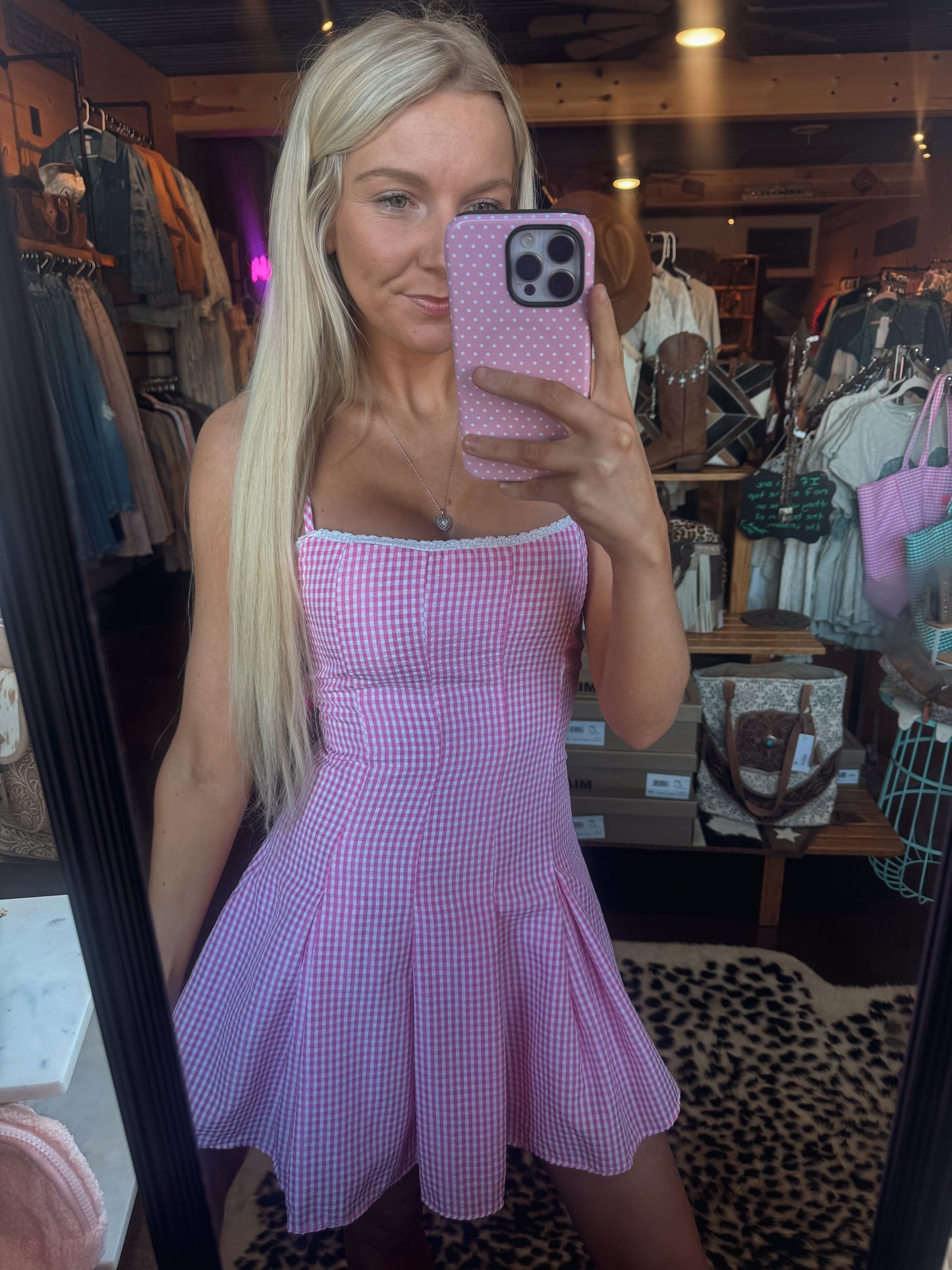 Pink gingham dress