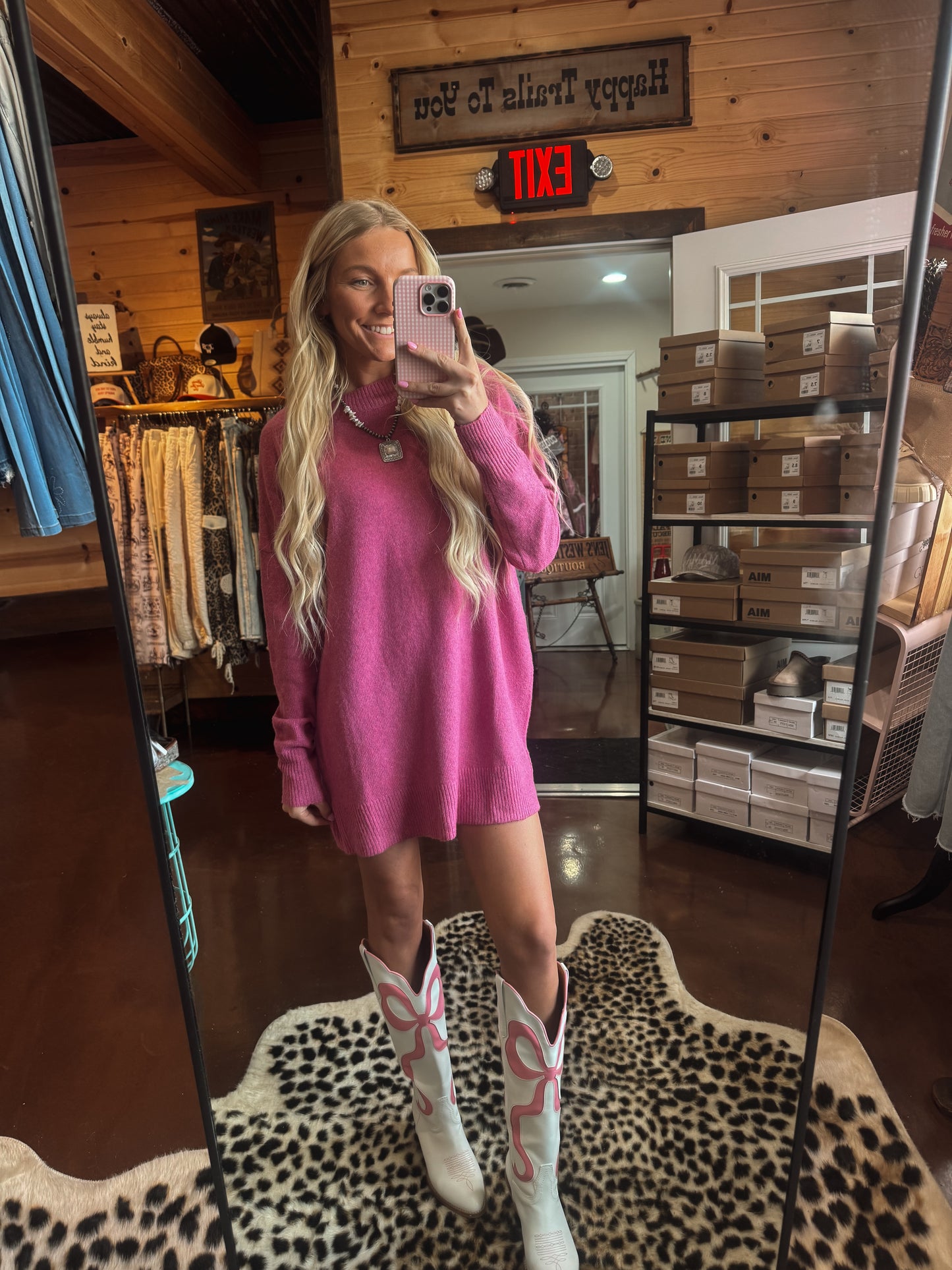 Pink sweater dress