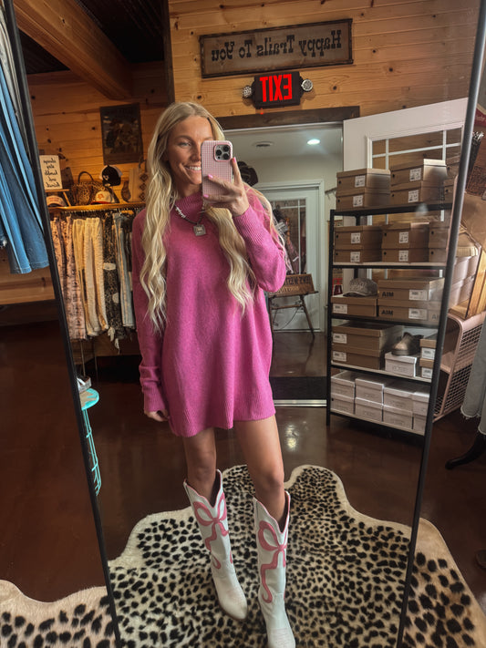 Pink sweater dress