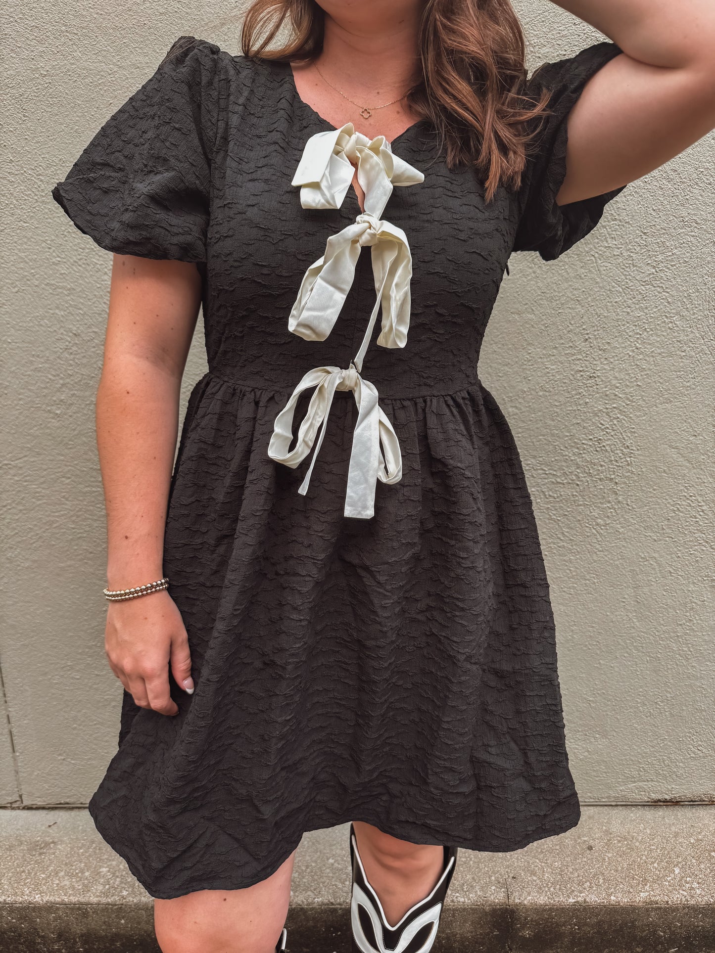 Black bow tie dress