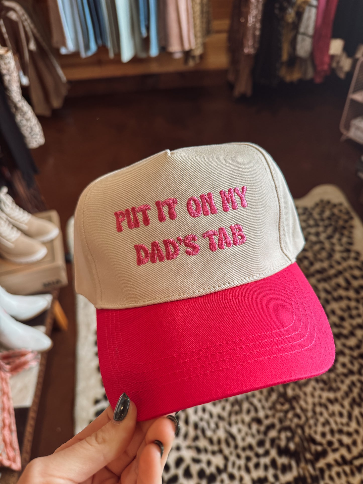 Put it on my dads tab hat