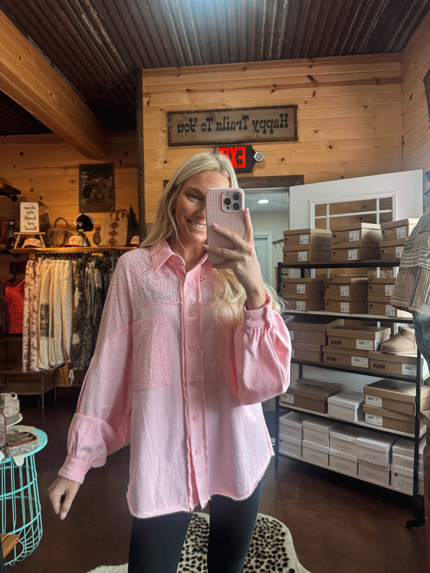 Pink babydoll button up