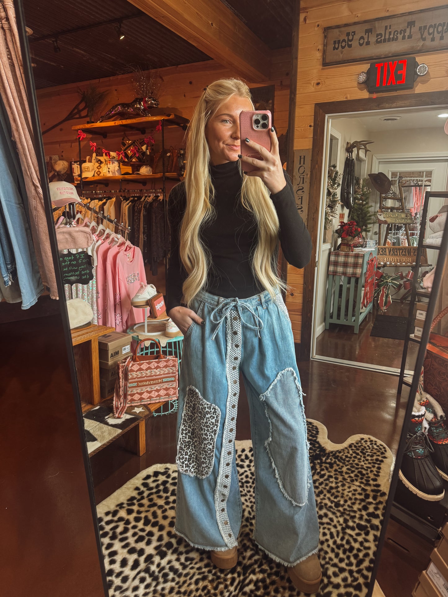 Twill front snap pant