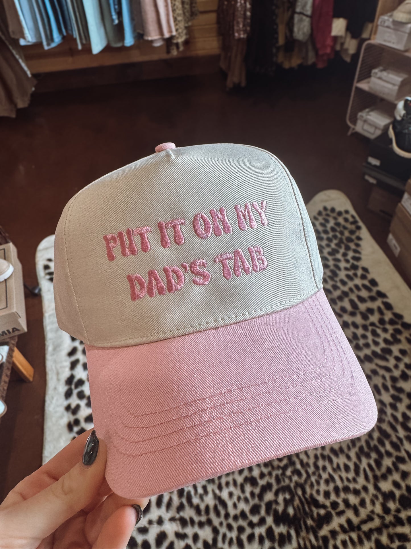 Put it on my dads tab hat