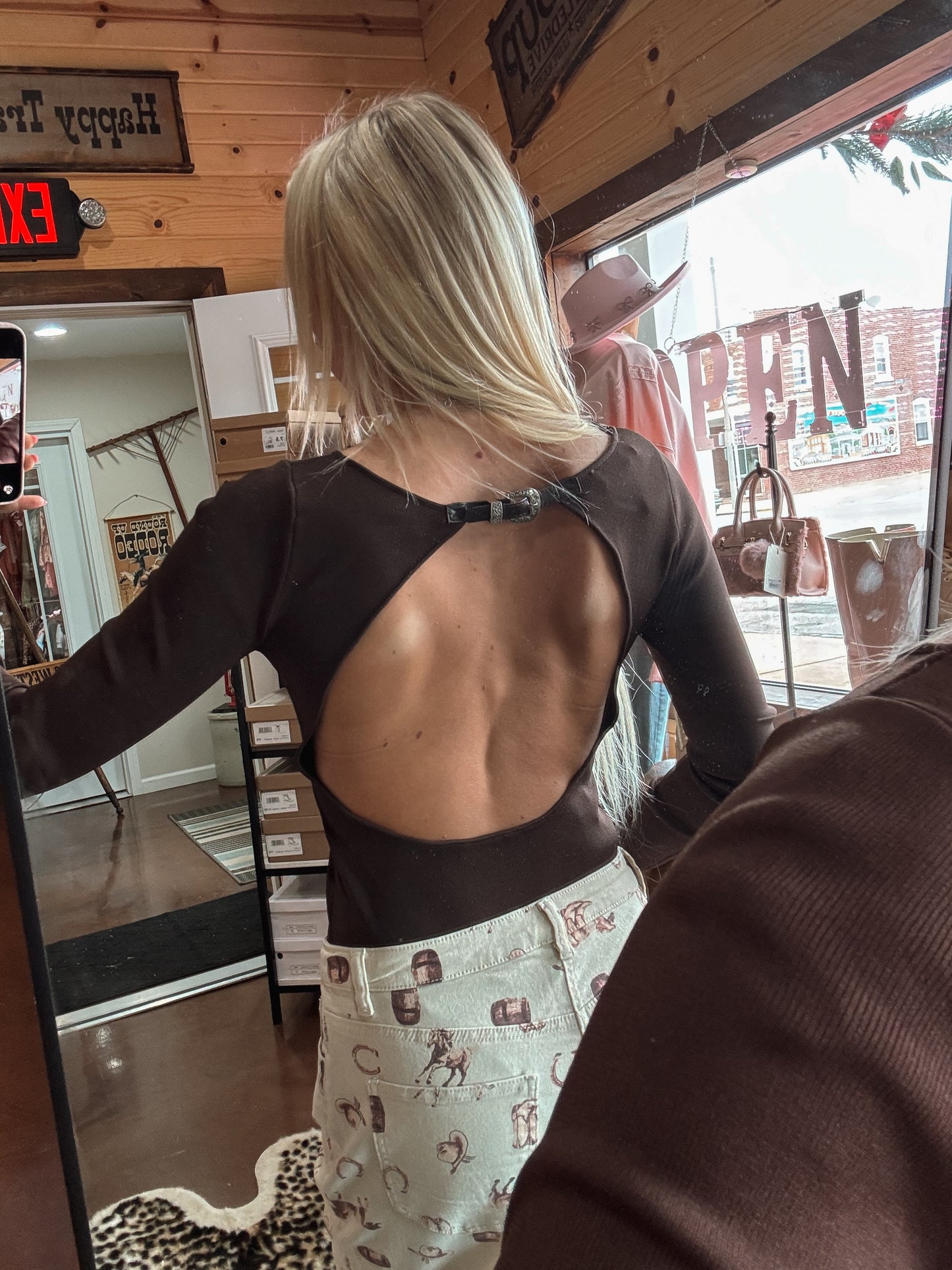 Open back buckle bodysuit