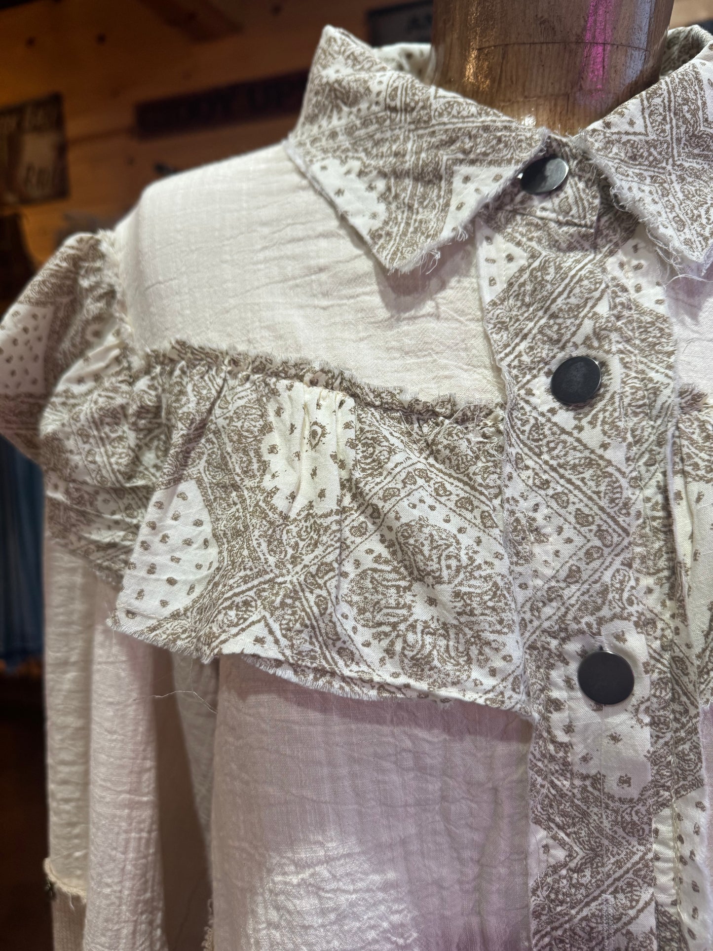 Paisley ruffle button up