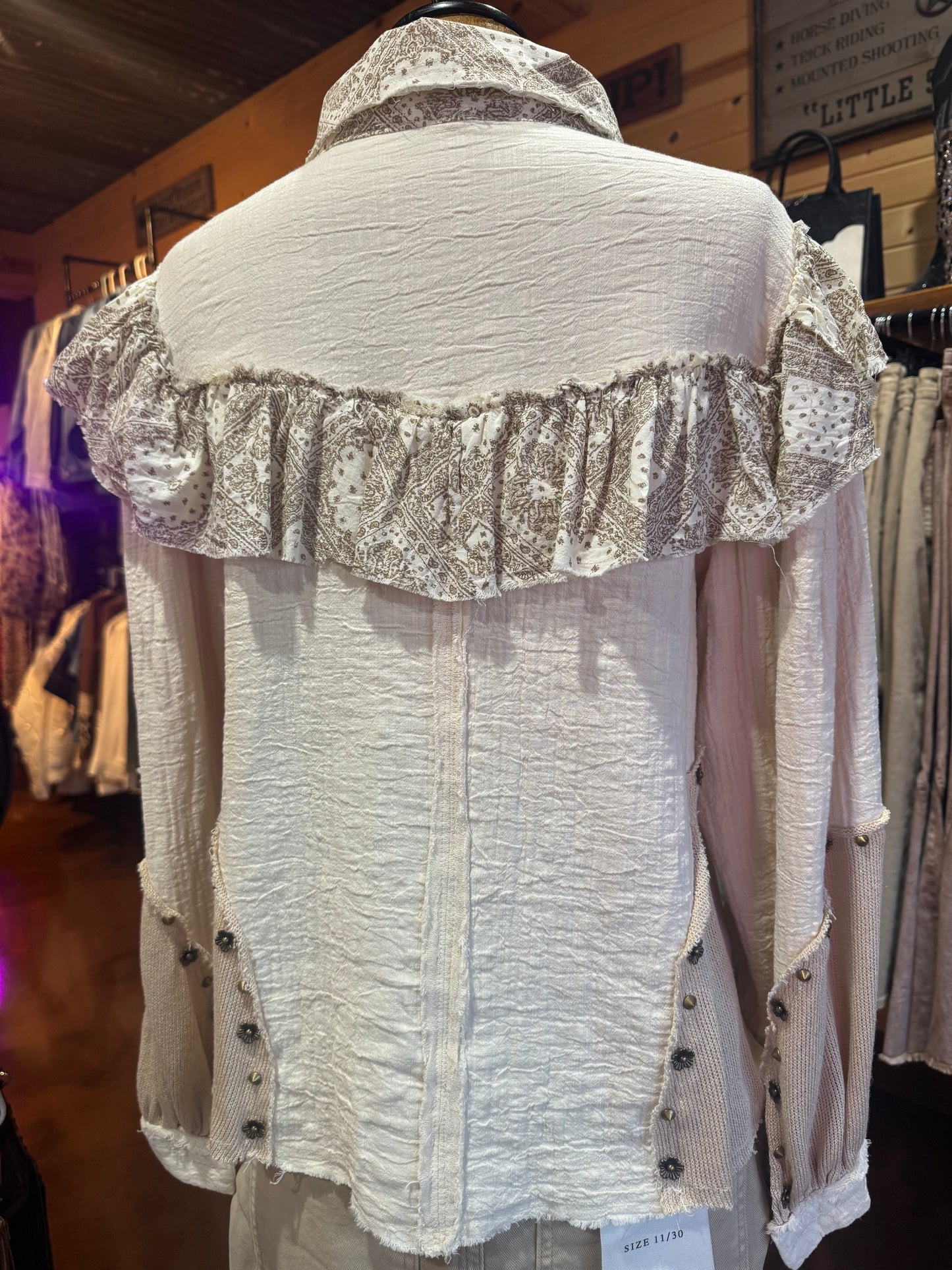 Paisley ruffle button up