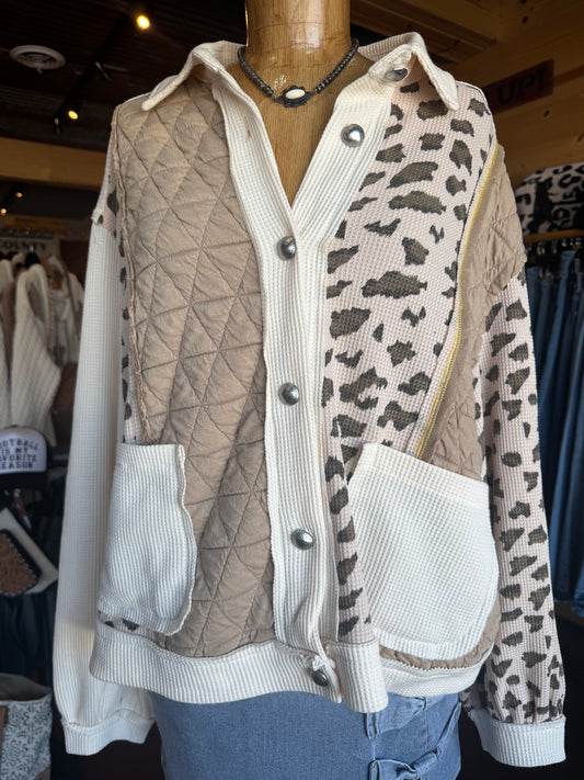 Waffle knit button up