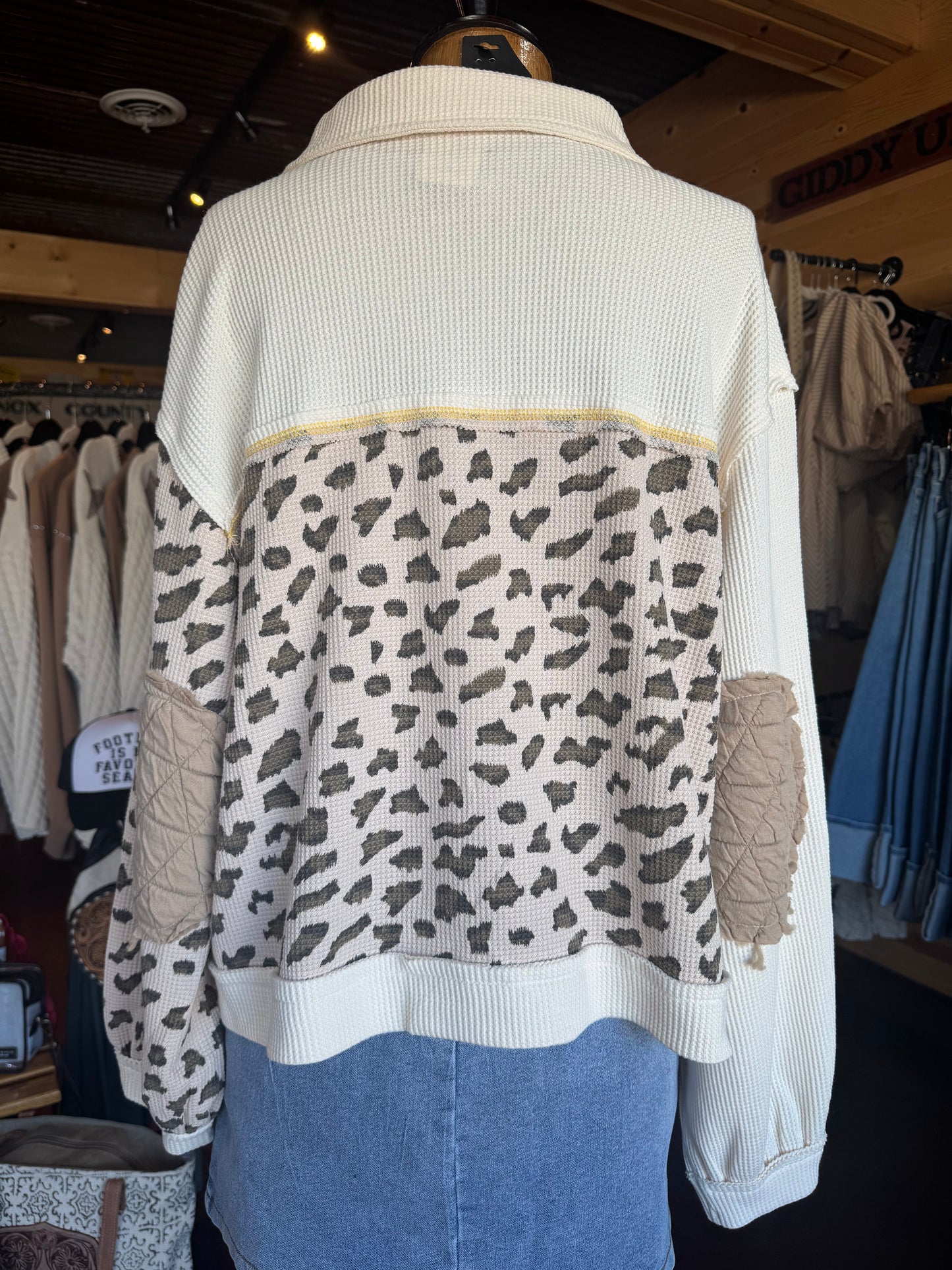 Waffle knit button up